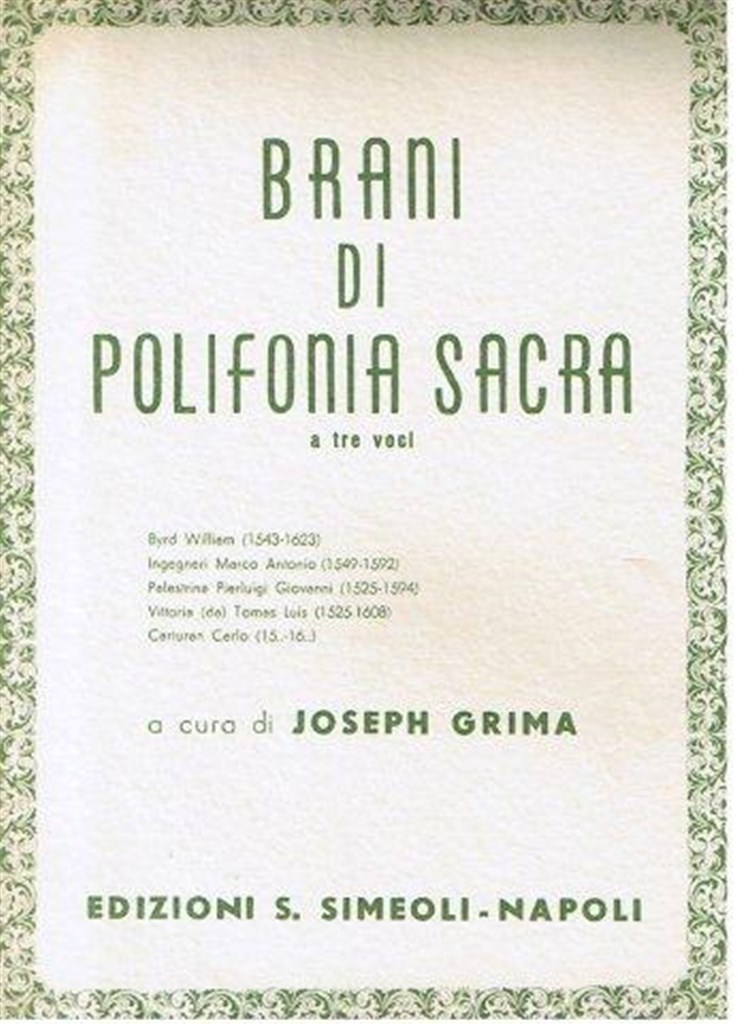 Brani Di Polifonia Sacra A 3Voci (Grima)